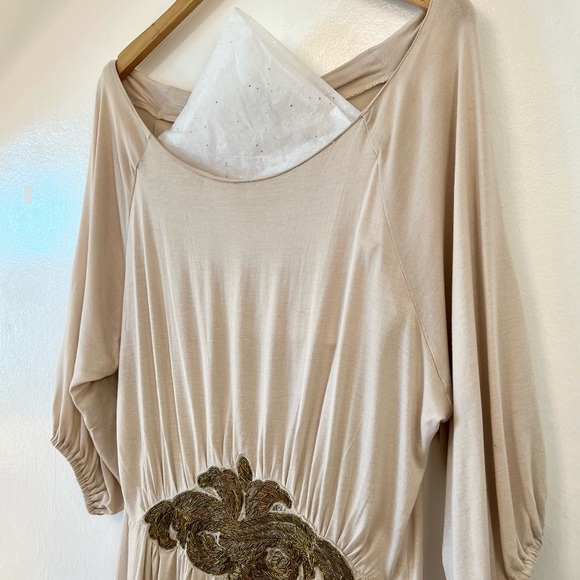 ❤️Host Pick❤️Zara Collective Dress Sz Med Gold Beaded Embroidery Blouson sleeve - Picture 4 of 12
